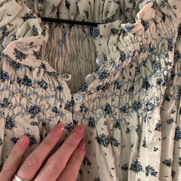 100% RECYCLED DOBBY COTTON - ELORA BLUE ROSE - Picture 6 of 10